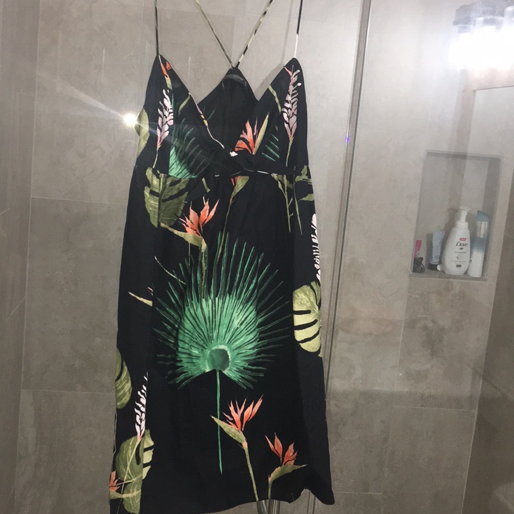 Black floral dress.